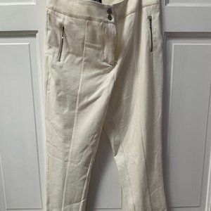 Long White Straight Leg Pleated Pants
